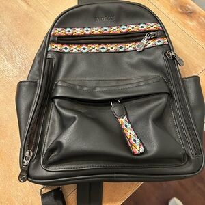 Radeon Black Sling Bag. with Multicolor Accents. Medium size